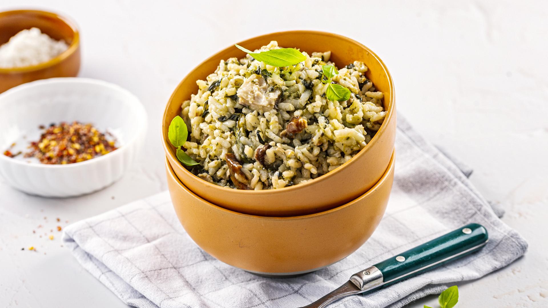 Green Risotto with Mushrooms 2