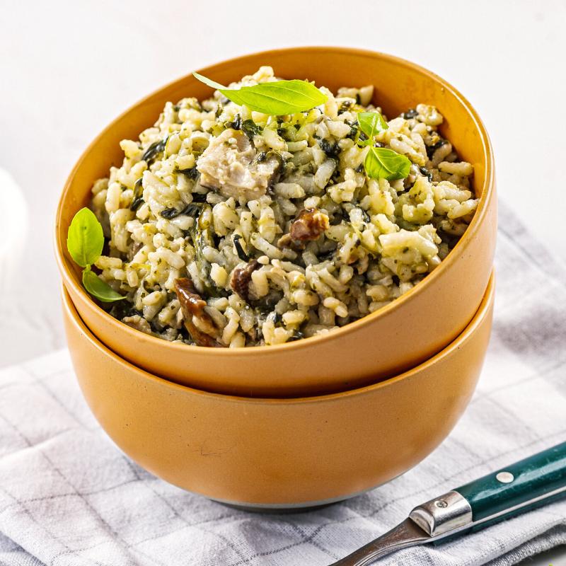 Green Risotto with Mushrooms