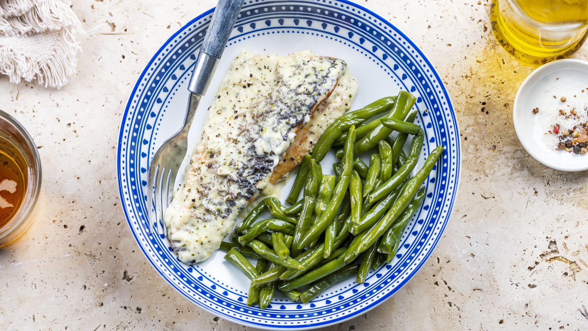 Sea bass with Lemon Parmesan Cream Sauce & Sote de Fasole Verde 2