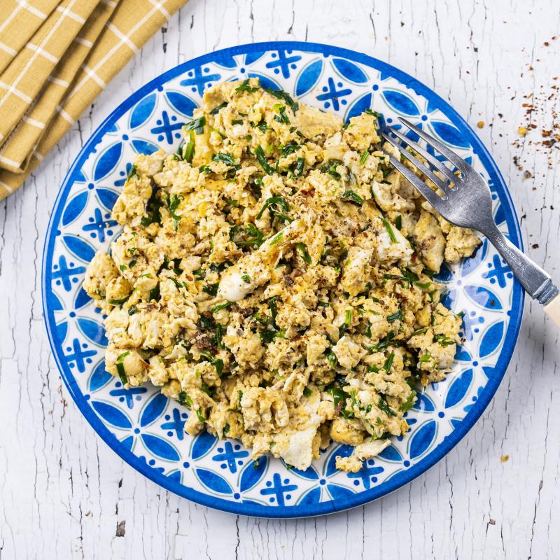 Scrambled Eggs cu Baby Spanac