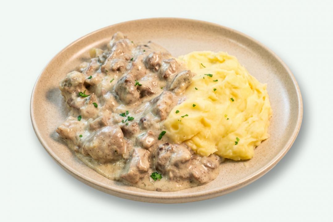 Beef Stroganoff cu piure de cartofi