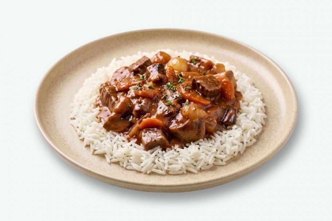 Beef Bourguignon cu orez jasmine