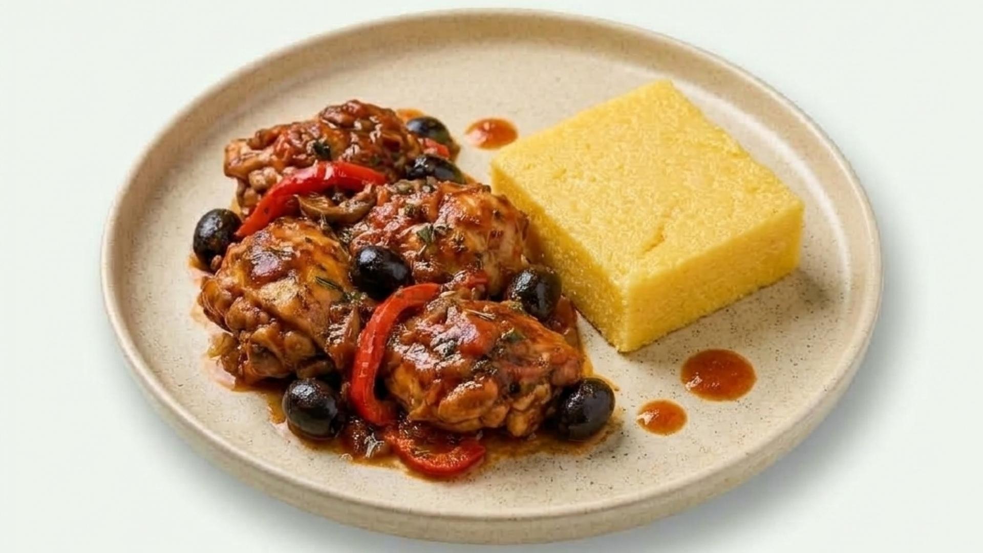 Chicken Cacciatore cu polenta și parmezan
