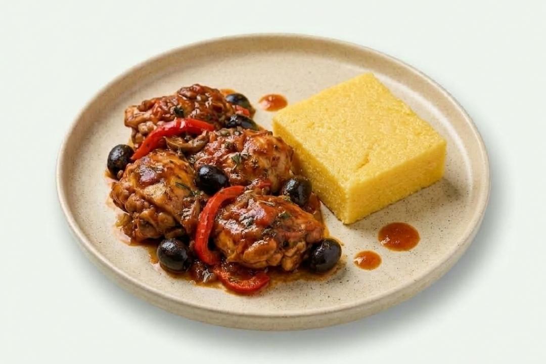 Chicken Cacciatore cu polenta și parmezan